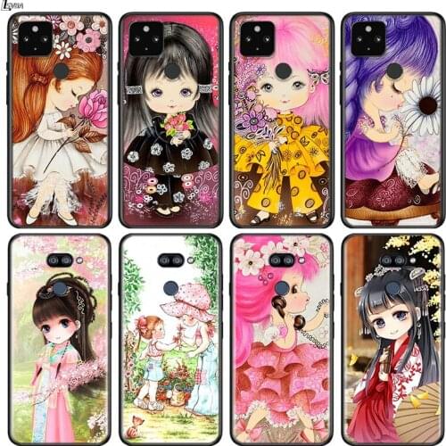 For Google Pixel 5 4 4A XL Cover Little Girl And Flowers For LG Q60 V60 V50 V50S V40 V35 V30 Aristo ThinQ Soft Phone Case