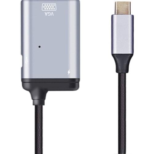 CY USB-C Type C to VGA RGB Converter HDTV Adapter 60hz 1080p with Female PD Power Port