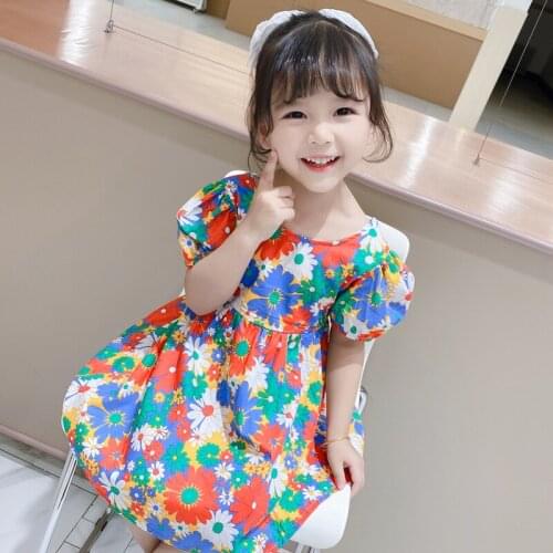 Korean children wear girls net red holiday wind dress small medium-sized summer dress new baby big flower princess skirt tide