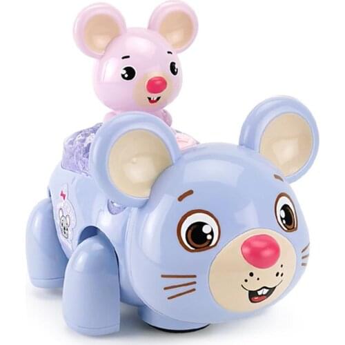 Electric Cartoon Mouse Car 360 Rotation Walking LED Music Education Kids Toy