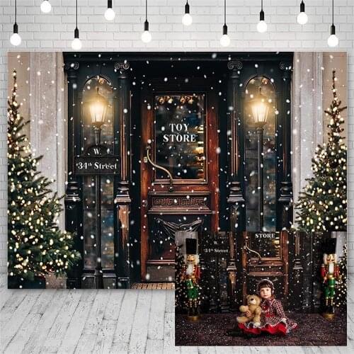 Avezano Photo Backdrops Winter Merry Christmas Tree Snowflake Toy Store Light Decoration Kid Photography Background Photo Studio