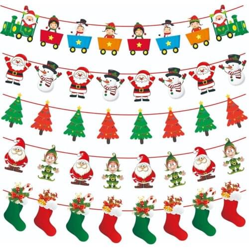 3m Garland Christmas Banners Santa Claus Banner Snowman Elk Flag Xmas Trees Banners Decor 2022 Merry Christmas Decor For Home