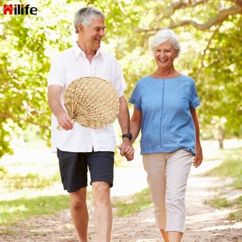 HILIFE Handmade Straw Fan Summer Cooling Mosquito Repellent Manual Straw Hand Fans Chinese Style Hand-woven Palm Leaf Hand Fan