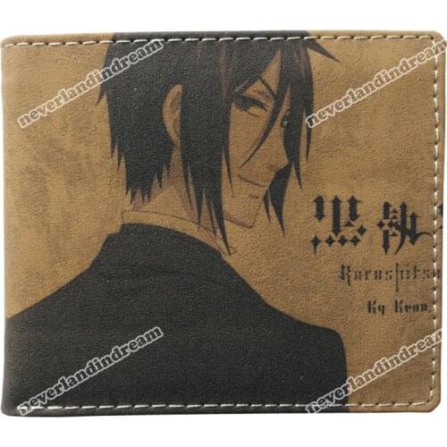 Anime Black Butler Frosted PU leather short wallet w-Sebastian Type A
