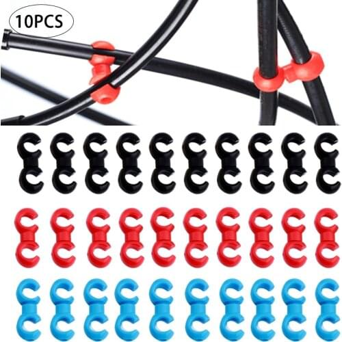 HOT 10PCS S Shaped Bicycle Brake Lines Hose Hook Clips Bike Cross Cable Tidy Ties Holder Guid Hose Buckle Clip Bike Accessories