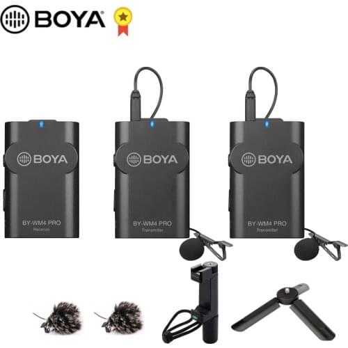BOYA BY-WM4 Pro 60M Wireless Video Audio Record DSLR Microphone Transmitter Receiver Lable Microphone Kit Vlog Live Lecture Mic