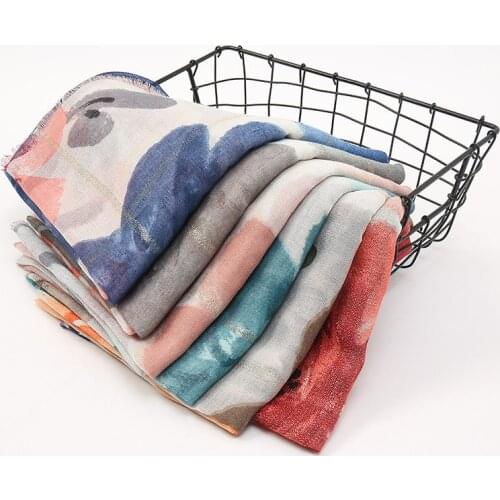 Fashion Ombre Lurex Glitter Floral Viscose Shawl Scarf High Quality Tie-dye Soft Head Wraps Pashmina Stole Muslim Hijab 180*90Cm