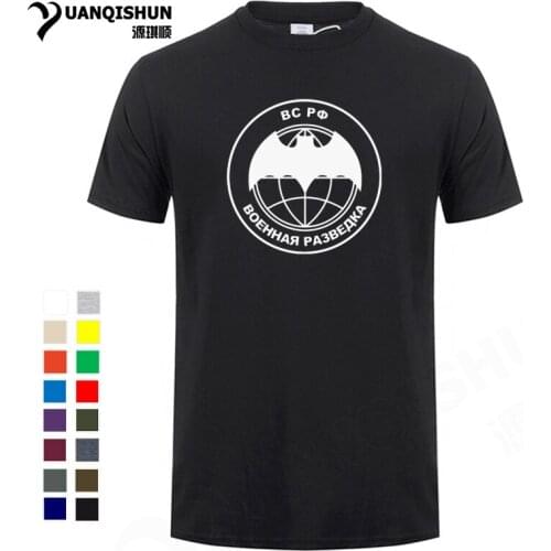 2019 New Russian Federation Military Intelligence Print T-shirt Mens Short Sleeve O-neck Cotton T Shirt 16-Colors Cool Tops Tee