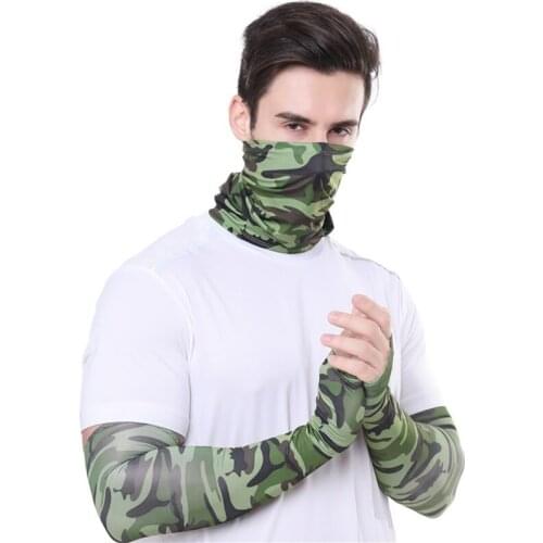 Men Women Cycling headscarf Arm Sleeves Set Summer Sun UV Protection Ice Cool For Cycling Fishing Climbing Driving Arm Cover