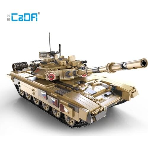 Cada Technic Brick Toy T-90 Main Battle Tank Model Building Blocks Compatible Tank on Remote Control Motors Electric Bricks Kit