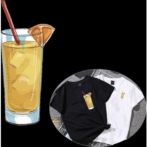 Summer drinks fruit juice Heat Transfer Flower Drinks Patch Dress Cartoon Iron On Patches DIY Accessory Clothing Drink Patch