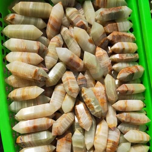 Natural Afghan jade Crystal Double Arrow Point Healing Stone Quartz Wand Crafts Mineral for Home Decoration Ornaments DIY