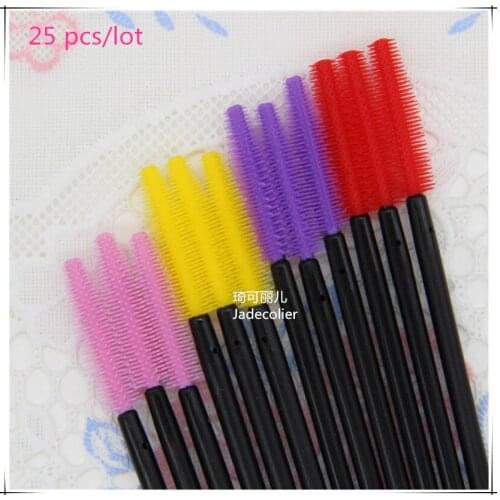 Jadecolier 25 pcs/lot new silicone disposable eyelash brush Mascara Wands comb professional makeup eyelash tool for women