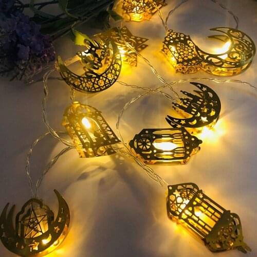 New 10LED String Light Eid Mubarak Ornament Ramadan Kareem Gift Islam Muslim Home Table Decoration DIY Craft Party Supplies 2021