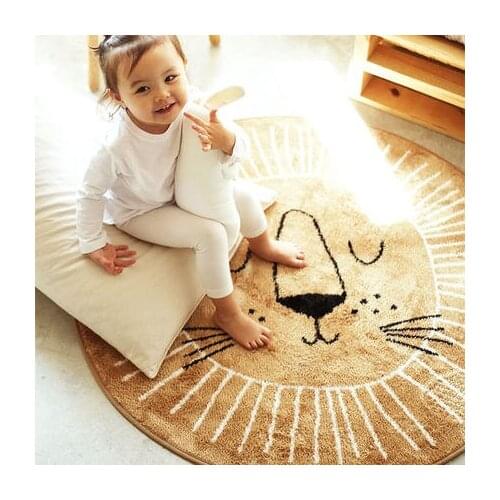 Nordic New Cartoons Mat for Children Baby Play Mat Round Carpet Lion Playmat Newborn Photography Props Living Room Carpet