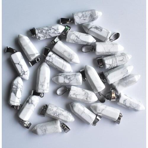 Wholesale 50pcs/lot 2020 fashion high quality natural stone hexagonal pillar charms pendants fit necklace making free shipping