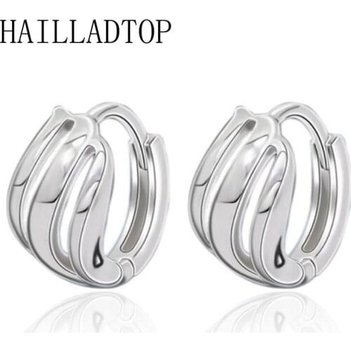 Silver Plated Earrings for Women Trendy Earrings Hot Round Hoop Earrings Punk Simple Thread Zircon Silver Created Ear Jewelry