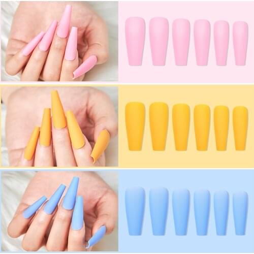 100pcs/box Professional Fake Nails Long French Acrylic Nail Tips Press On Nails Full Cover Manicure Beauty Tools