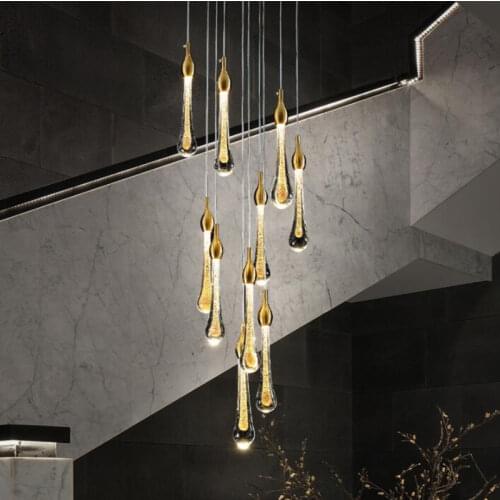 Nordic LED Luxury Crystal Chandeliers Water Drop Lamps Bedroom Bedside Modern Simple Bar Decorative Chandelier Lighting