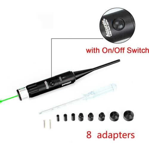 Tactical Hunting Riflescope Green Laser Bore Sight Kits for .177 to .50 Caliber Red Green Dot Boresighter with on Off Switch