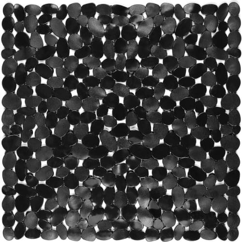 TOPBATHY 1PC Bath Non-Slip Mat Square Cobblestone Bath Shower Safety Mats PVC Anti-Bacterial Antiskid Mat (Black)