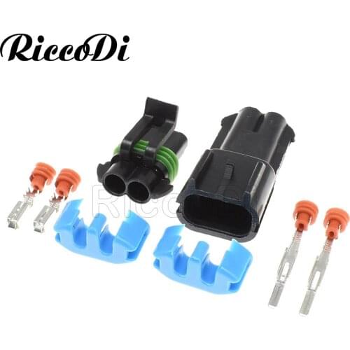 1-20Set 2 Pin Female Male Weather Pack Waterproof Auto Fan Socket Automotive Wiring Connector 15300027 15300002 For Car