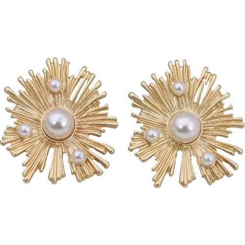 High Quality Fireworks Simulation Pearl Stud Earrings For Women Fashion Metal Earring Bride Fine Jewelry Valentines Day Gift