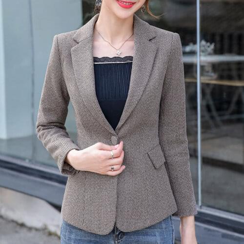 Single Button Women Jacket Blazer Plus size Office Business Ladies Short Coat Slim Long Sleeve Ladies Outerwear 2021 Fall New