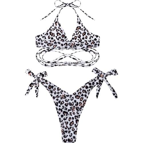 Womens Fashion Classic Leopard Print Split Bikini Swimsuit Thin Strap Swimsuit Thin Strap Swimsuit Bikini 2021 Woman maillot de