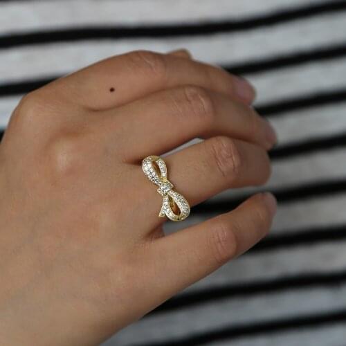 Cz sparking Bowknot Cubic Zirconia Ring Adorable Bridesmaid Gift Engagement Fashion Jewelry Womens Accessories