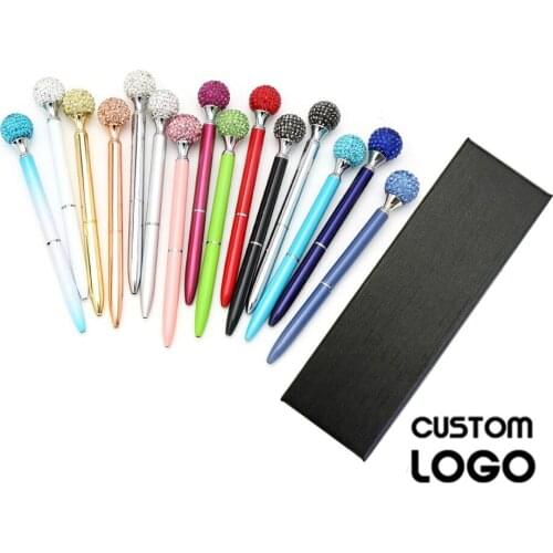 1pc Fashion Crystal Ballpoint Pen Metal Crystal Ball Pen Can Change The Neutral Refill Student Office Stationery Laser Lettering