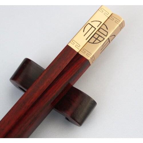 Rosewood Chopsticks Rosewood Fog Gold Carved Blessing Chopsticks