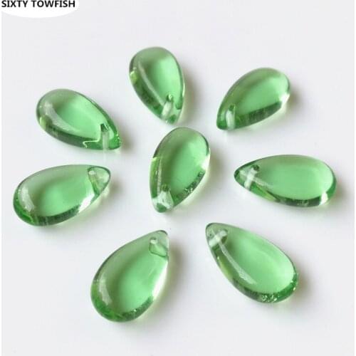 20 Pieces 8x14mm Peridot Green Czech Glass Beads Teardrop-shaped Lampwork Beads For Jewelry Making Handmade DIY Accessories