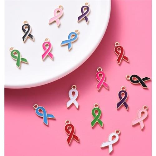 30pcs/lot Love Ribbon Charms Enamel Charms Handmade Pendant For Diy Bracelet Jewelry Making Wholesale Jewelry Accessories