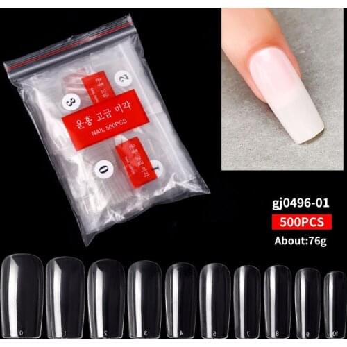 500Pcs Clear Natural French Ballet Coffin False Acrylic Nails Art Tips UV Gel Ultra Flexible ABS Fake Nail Manicure Tools