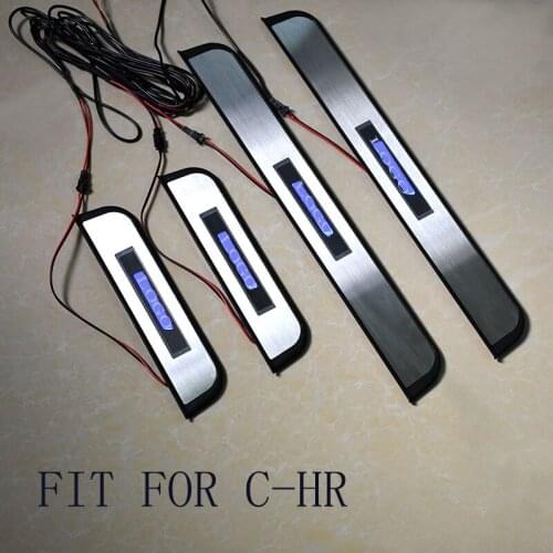 Car styling Stainless Steel Door Sill Scuff Plates fit for Toyota C-HR CHR 2017 Car Door Sill Protector fit for C-HR 2017