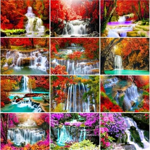 AZQSD 5D Diamond Painting Waterfall Mountain Cross Stitch Diamond Embroidery Landscape Mosaic Rhinestones Handmade Home Decor
