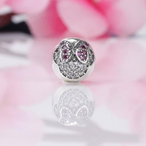 Bewill Hot Sale Genuine S925 Sterling Silver Double-sided full drill Minnie positioning buckle fixing clip Fit Original Bracelet