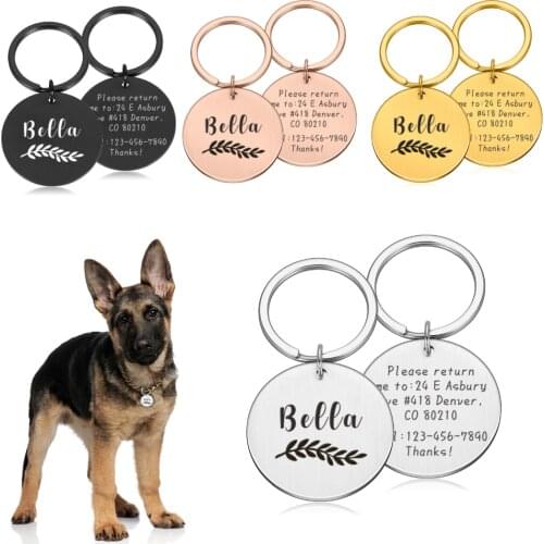 Pet ID Tags Personalized Cat Dog Tag Collar Accessories Custom Engraved Necklace Chain Charm Supplies For Dog Tag Name Products