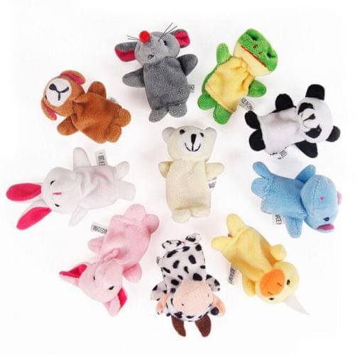 Citgeett Cute 10pcs/lot Animal Cartoon Plush Toys Baby Cloth Educational Hand Toy Finger Dolls