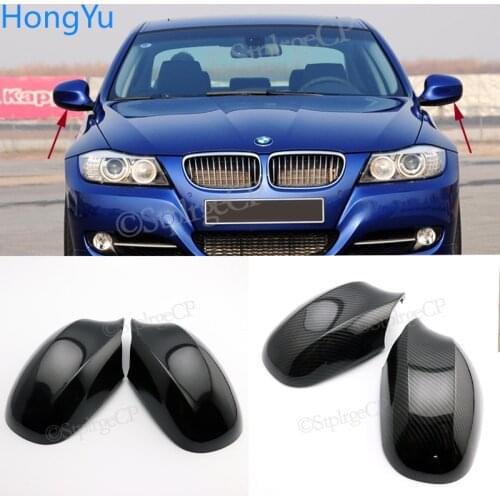 For BMW 3 Series E90 E91 LCI facelift 2009 2010 2011 2012 carbon fiber rearview mirror cover glossy black mirror cover