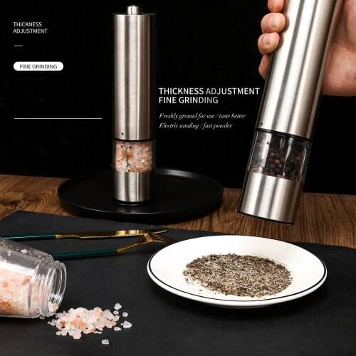 Electric Pepper Mill Stainless Steel Automatic Gravity Shaker Salt and Pepper Grinder Spice Mill Kitchen Tools