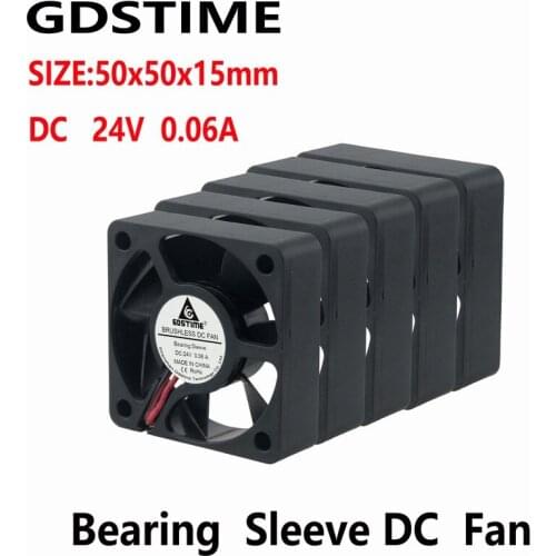 Gdstime 10 Pcs 24V 50x50x15mm DC Blushless Cooling Fan 50mm x 15mm 5015 Motor Cooler 50mmx50mm Silent