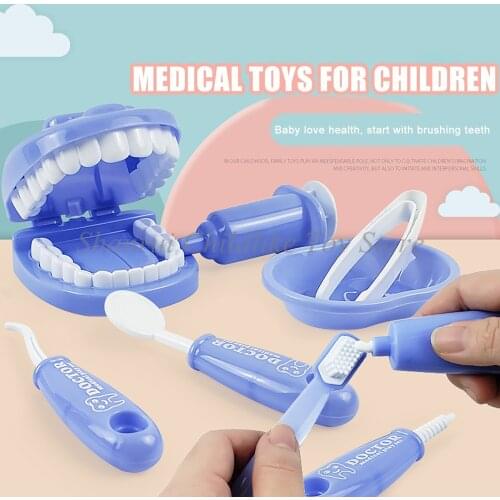 9pcs/Set Kids Pretend Play Toy Dentist Check Teeth Model Doctors Role Play Toy Simulation Learing Toys For Children Jouets#H