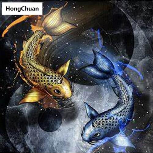 Koi Rich Fish Mural 5D DIY Square/Round Diamond Painting Mosaic Cross EmbroideryHandicraft HomeDecoration ChristmasGift New Year