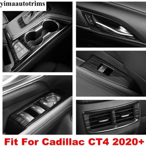 Window Lift Button / Armrest Box Air AC Vent Outlet / Handle Bowl Frame Stainless Steel Cover Trim For Cadillac CT4 2020 2021