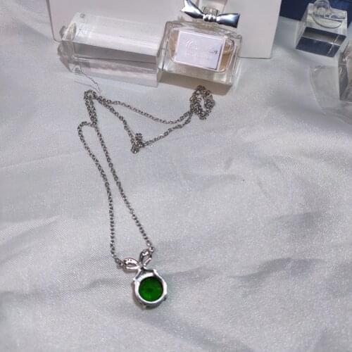 Classic green crystal gemstone pendant for necklace of girl silver fine jewelry bright green color fireworks round birthday gift