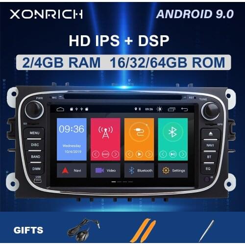 8 Core DSP 4G 64GB 2 din Android 9 Car Radio Multimedia For Ford Focus 2 3 mk2 Mondeo 4 Kuga Fiesta Transit Connect S-MAXC-MAX