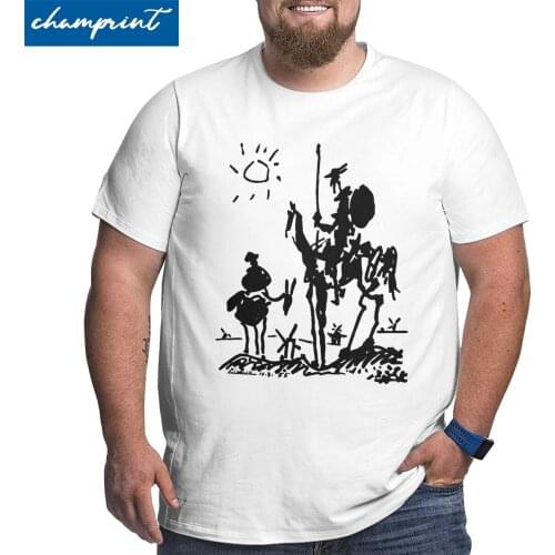 Picasso Art Painting T-Shirts for Men Don Quixote knight Big Tall Tee Shirt Short Sleeve T Shirt Big Size 4XL 5XL 6XL Clothing