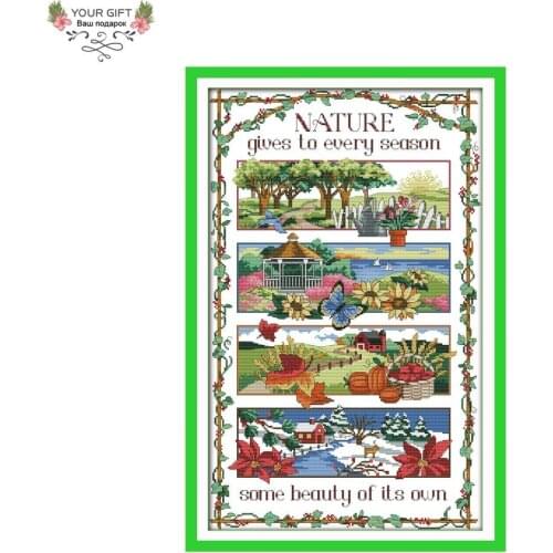 Joy Sunday F707 Free Shipping 14CT 11CT Counted and Stamped Home Decor Four Season Needlepoints Embroidery Cross Stitch Kits